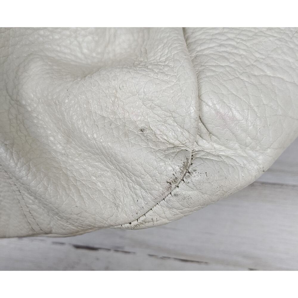 CYNTHIA ROWLEY XL Ivory/Brown Pebbled Leather Convertible Satchel/Shoulder Bag - Picture 16 of 16